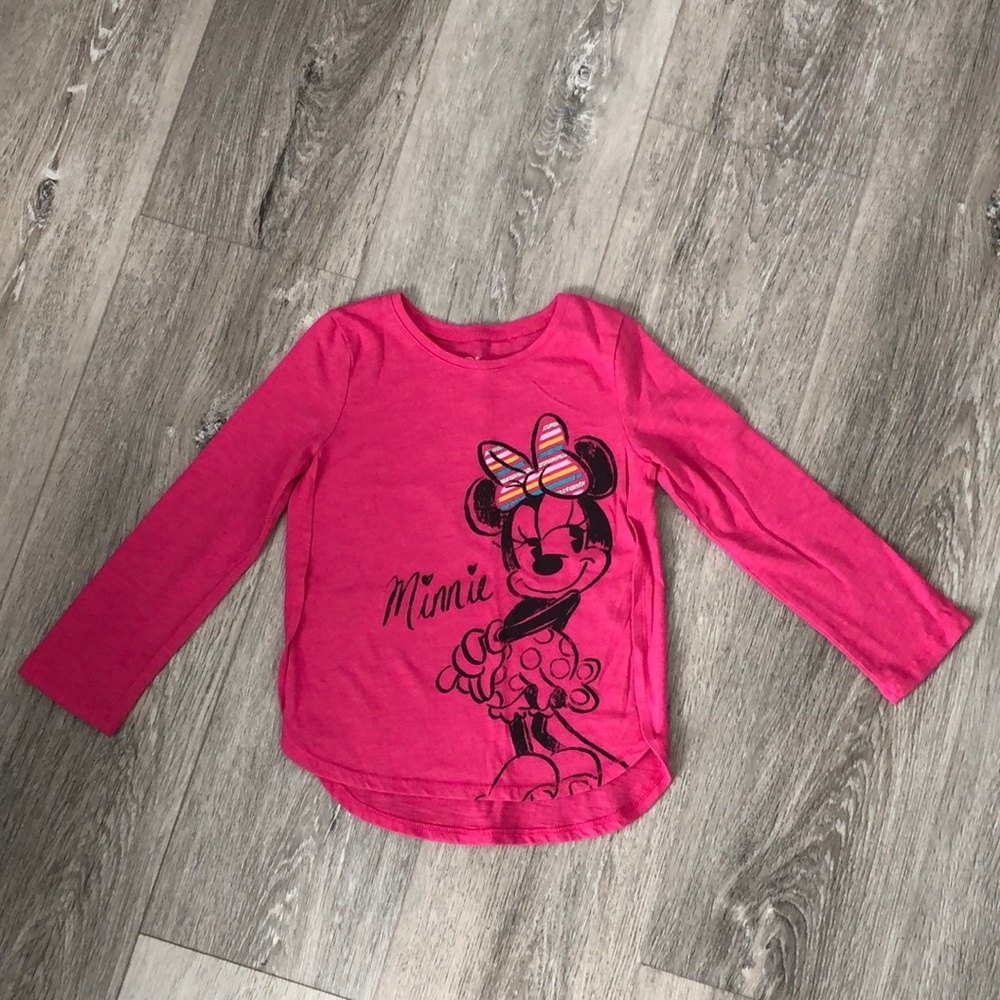 EUC Disney Jumping Beans Minnie Mouse Pink Long Sleeve Shirt Size 4